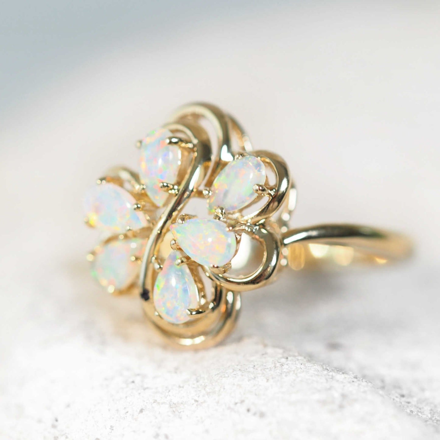 'Isadora' Crystal Opal Ring 14ct Gold
