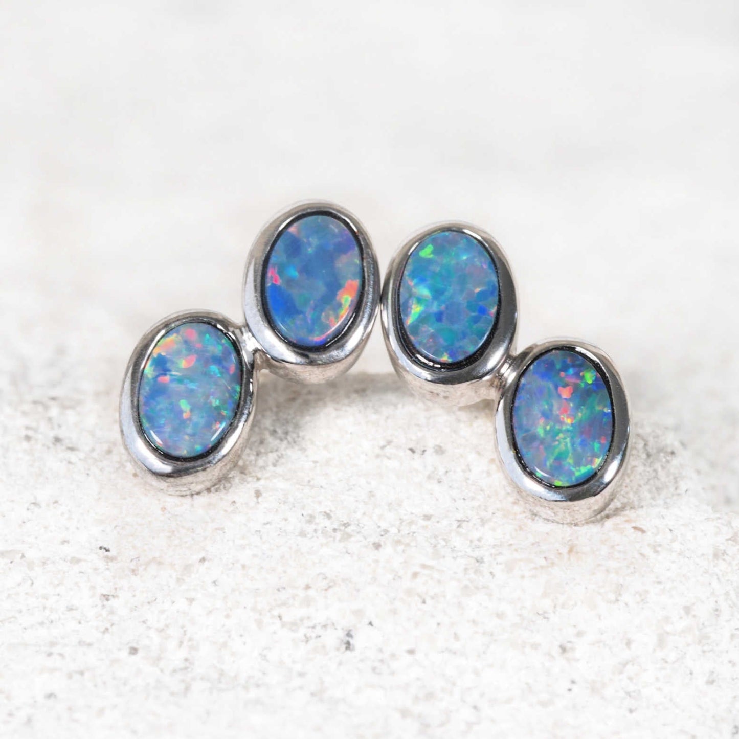 'Isolde' Doublet Opal Earrings Silver