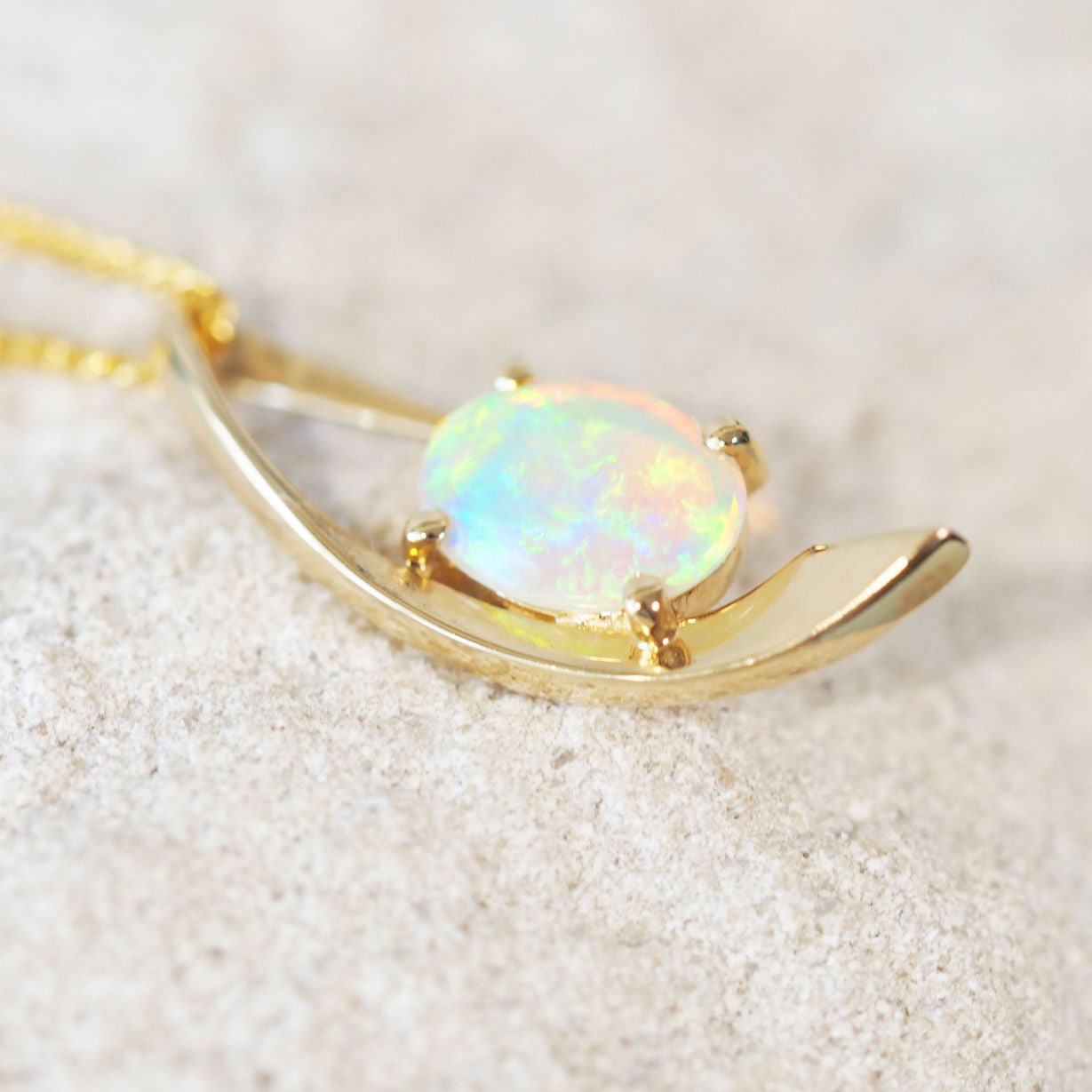 'Izabel' Crystal Opal Pendant 14ct Gold