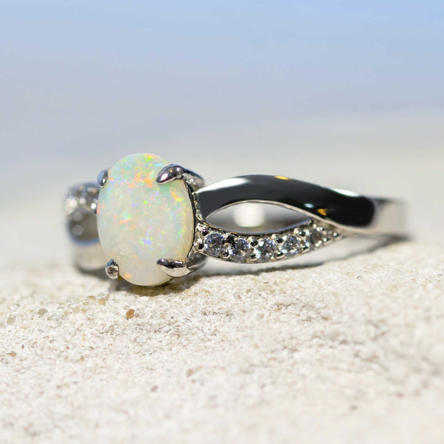 'Kaia' Solid Opal Ring Silver
