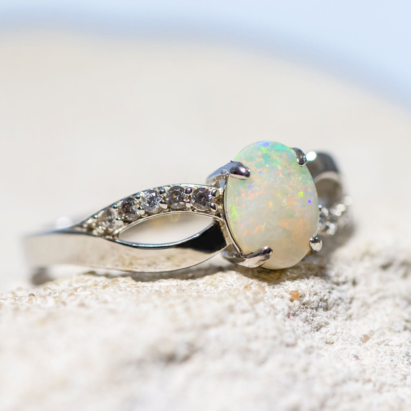 'Kaia' Solid Opal Ring Silver