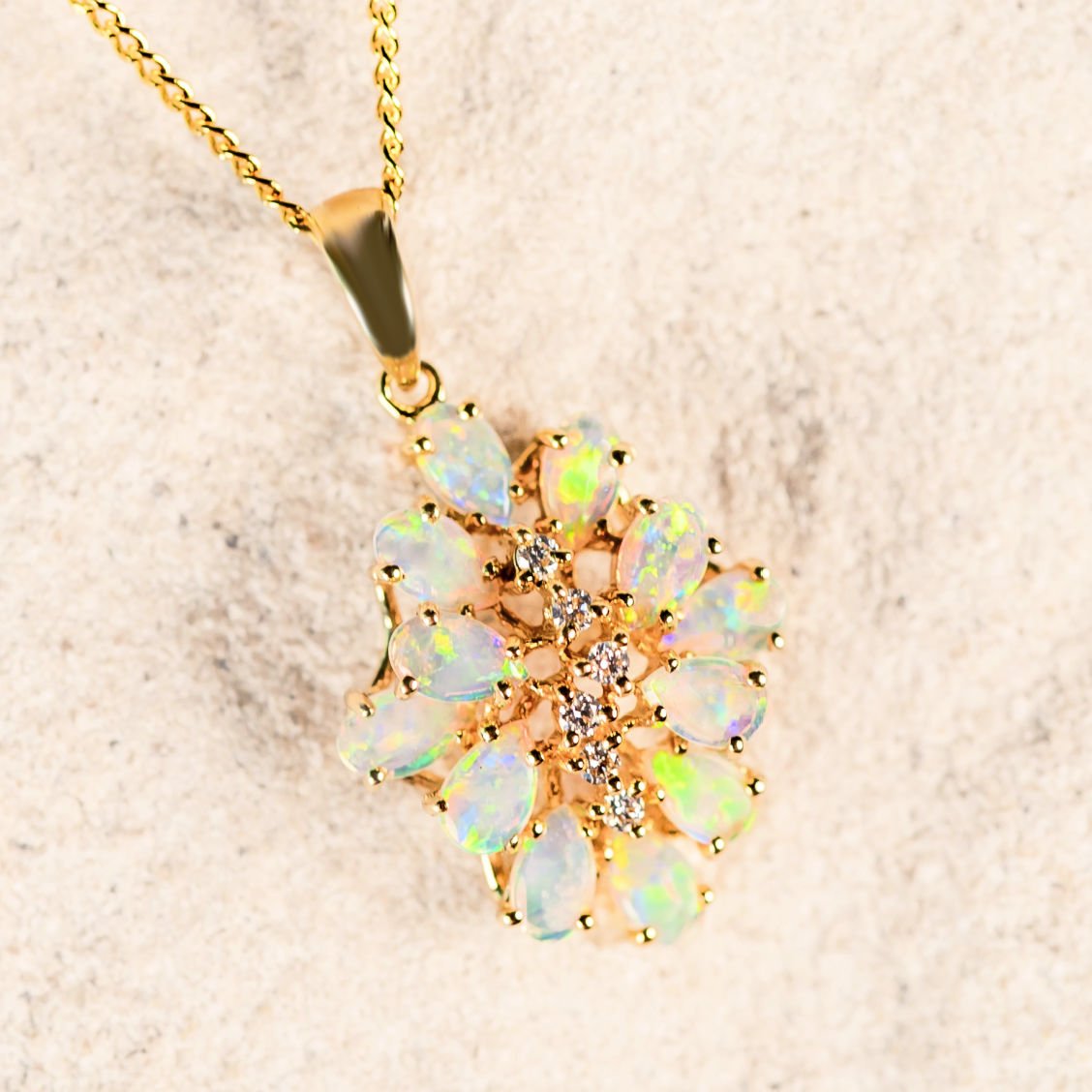 'Kamari' Crystal Opal Pendant 18ct Gold