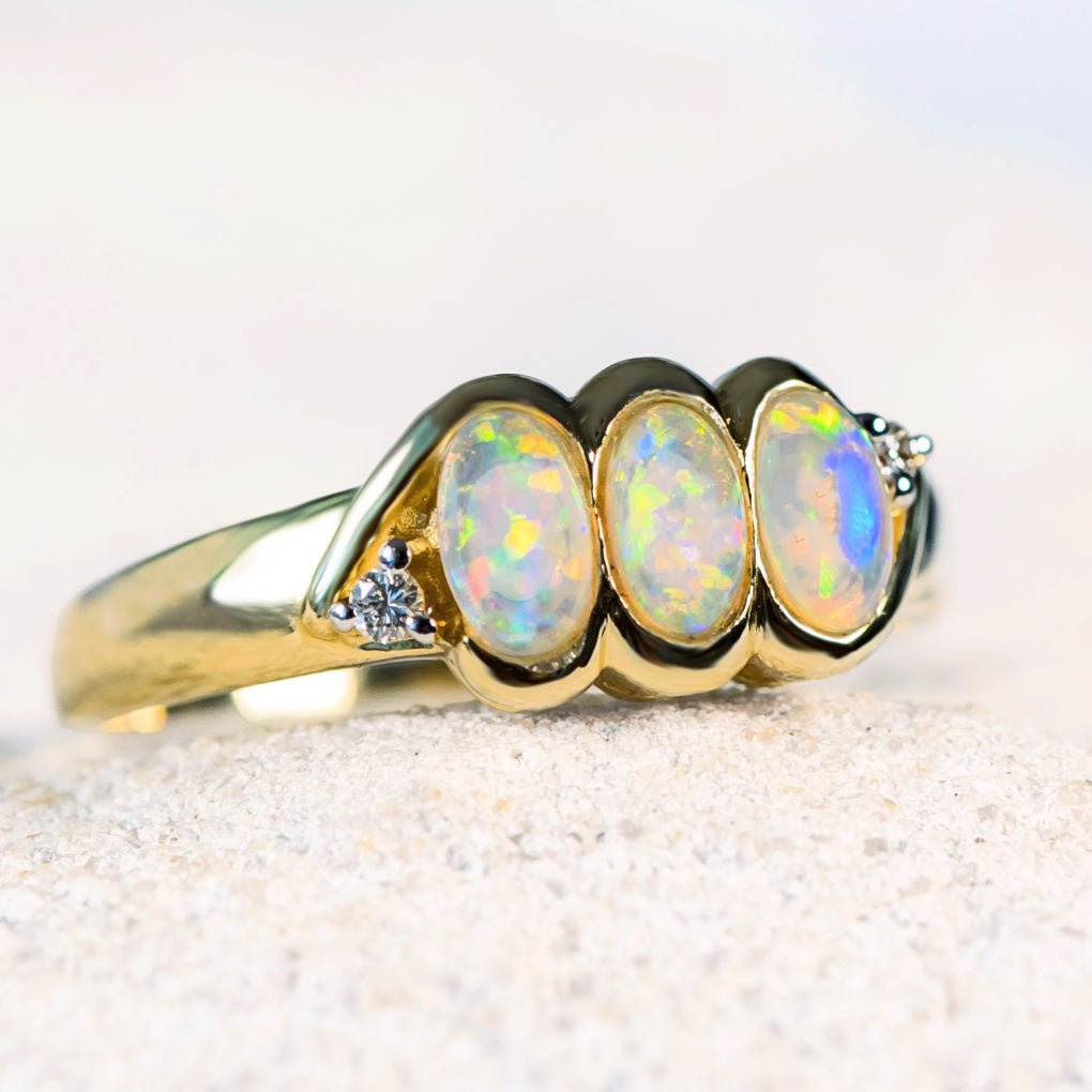 'Katia' White Opal Ring 18ct Gold