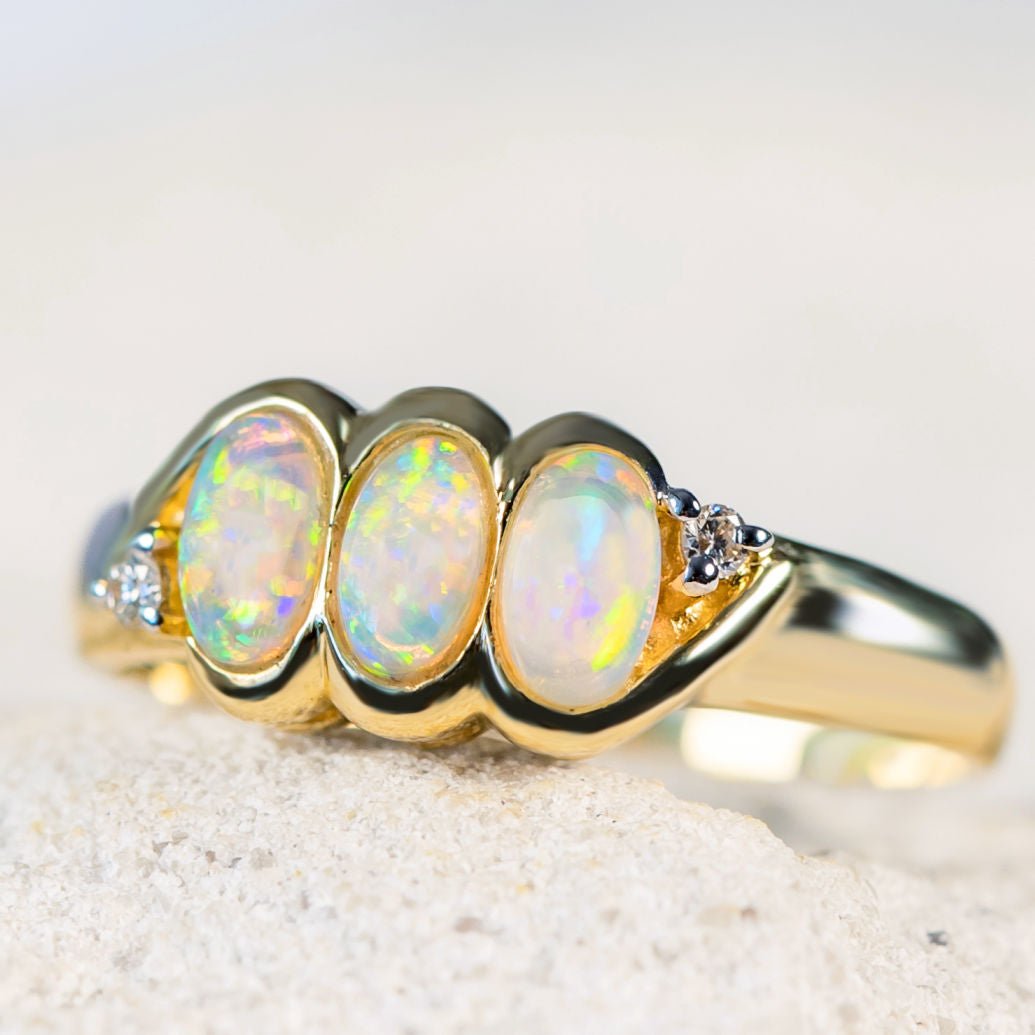 'Katia' White Opal Ring 18ct Gold