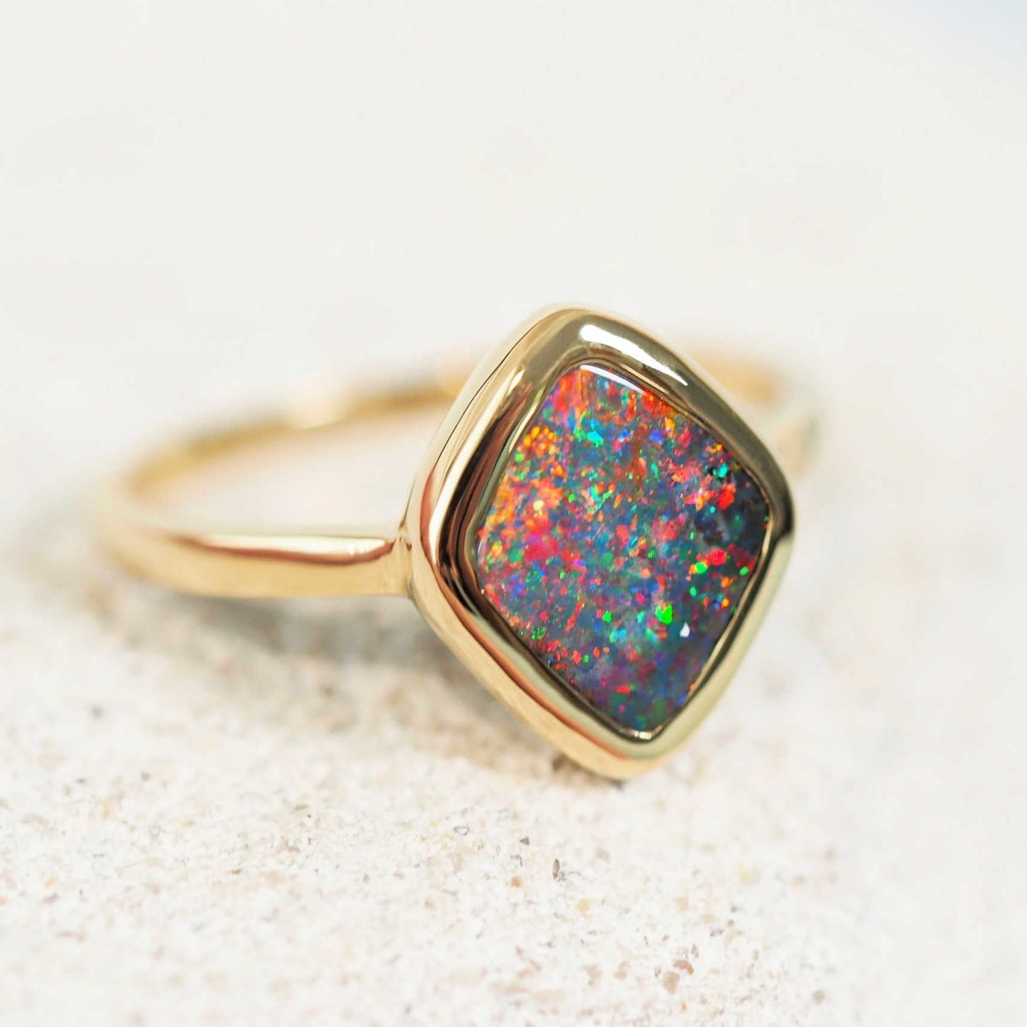 'Keisha' 18ct Gold Black Opal Ring