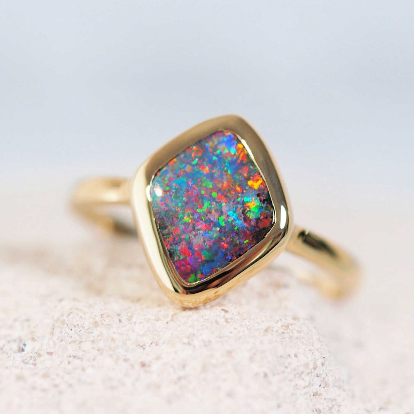 'Keisha' 18ct Gold Black Opal Ring