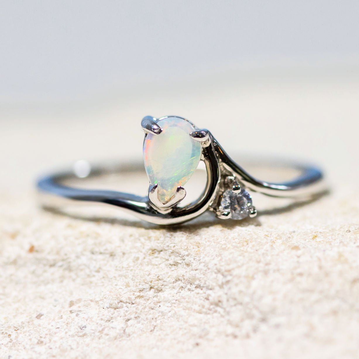'Kiara' Crystal Opal Ring Silver