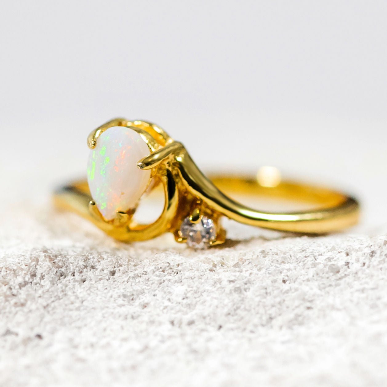 'Kiara' Solid Opal Ring Gold Plated Silver