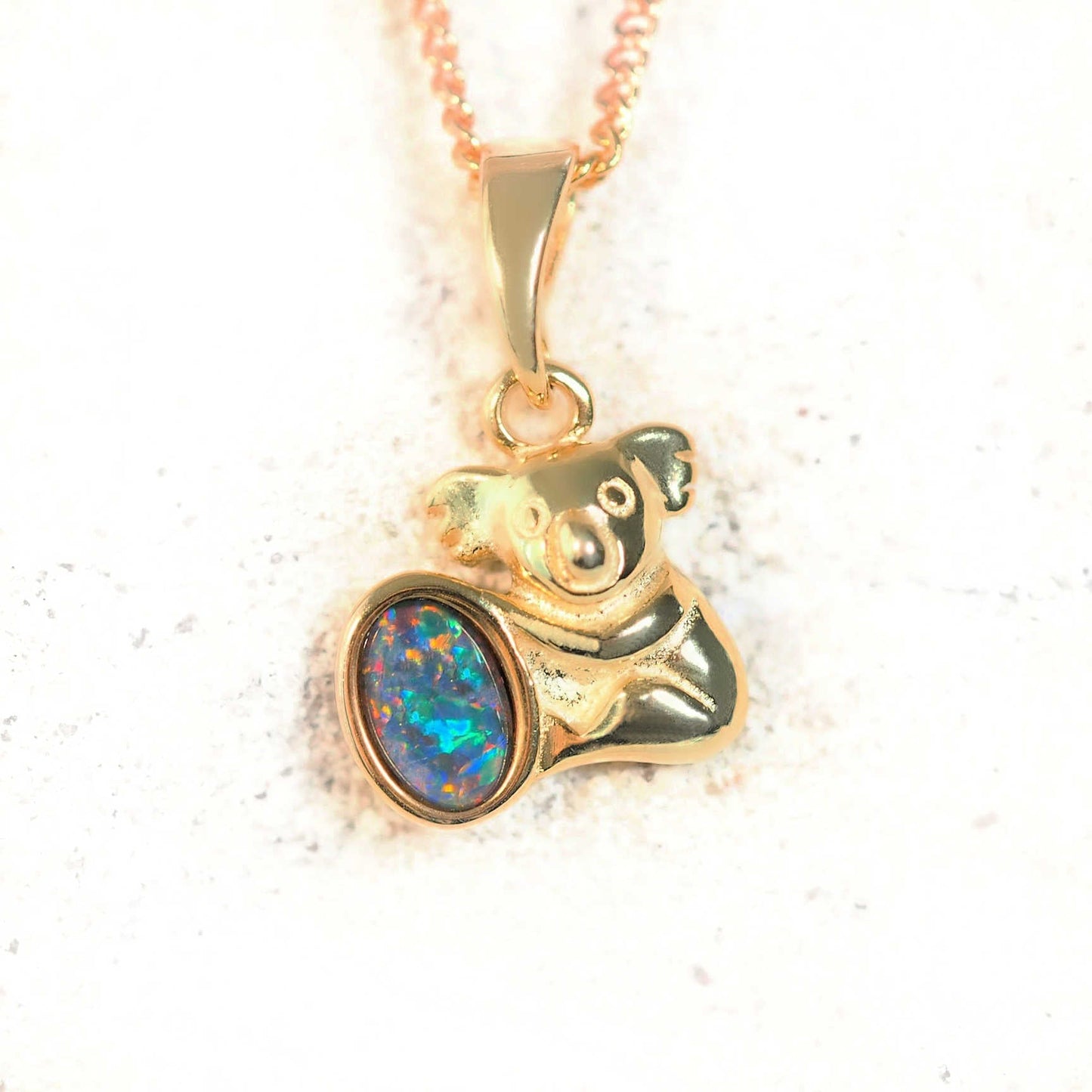 'Koala' Triplet Opal Pendant Gold Plated Silver