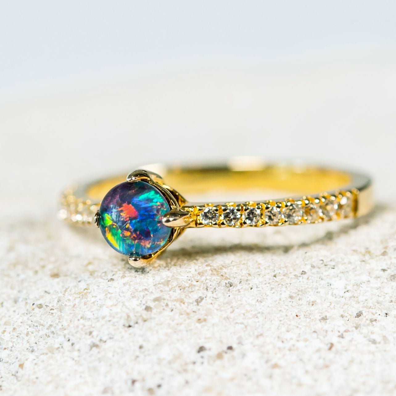 'Leila' Triplet Opal Ring Gold Plated Silver