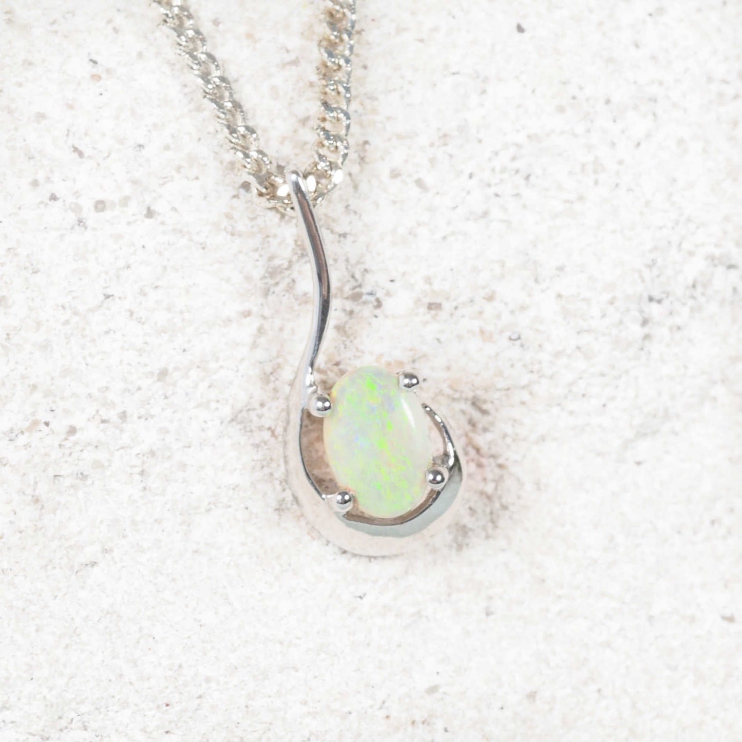 'Lia' Crystal Opal Pendant 9ct White Gold