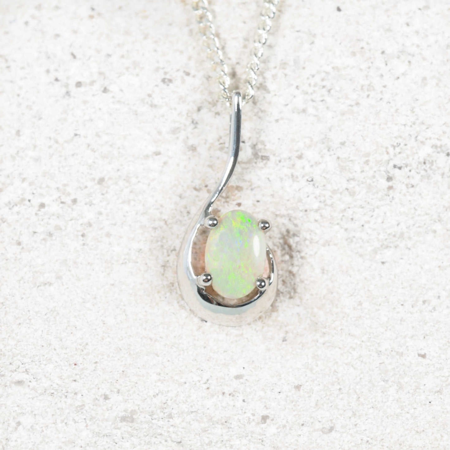'Lia' Crystal Opal Pendant 9ct White Gold