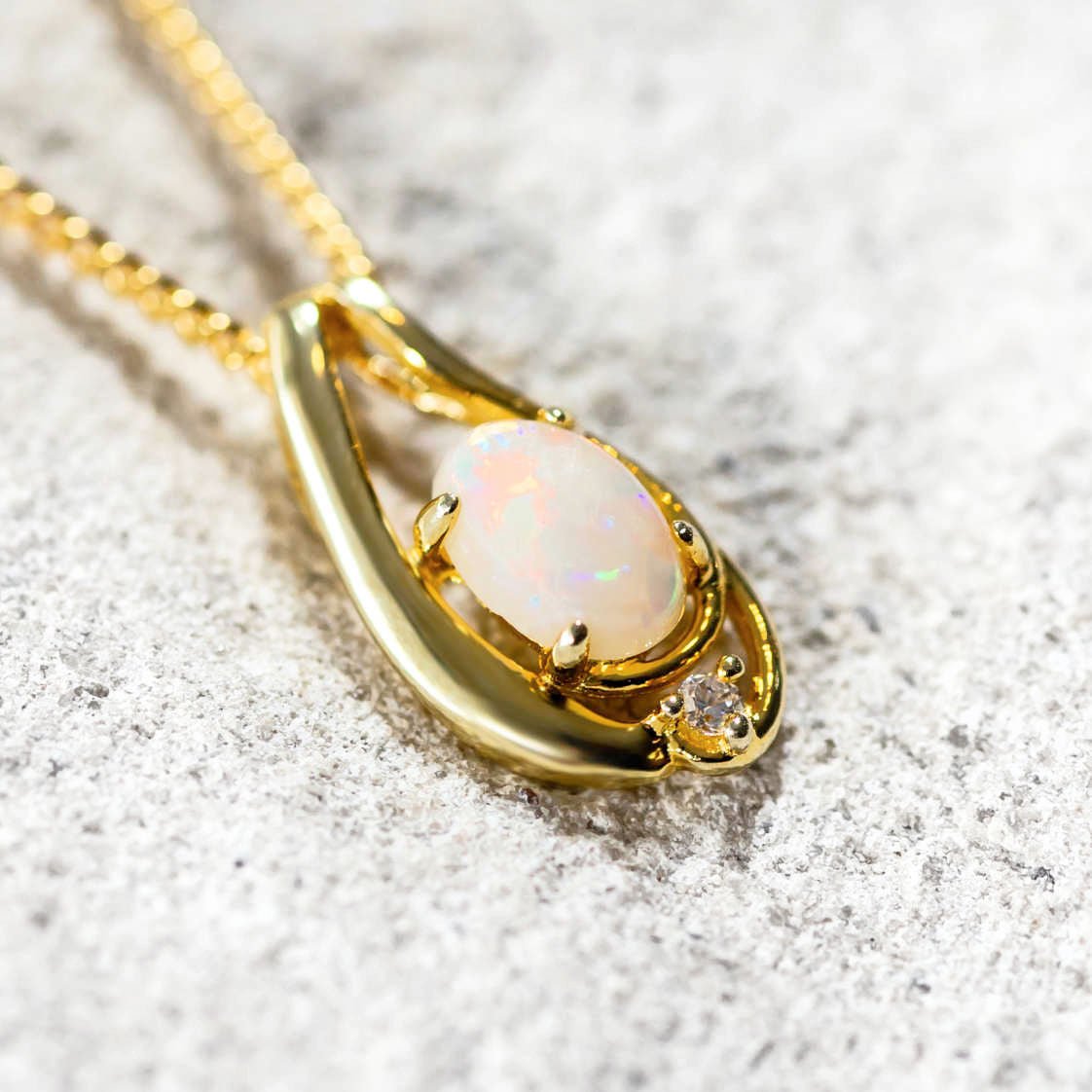 'Lia' White Opal Pendant Gold Plated Silver