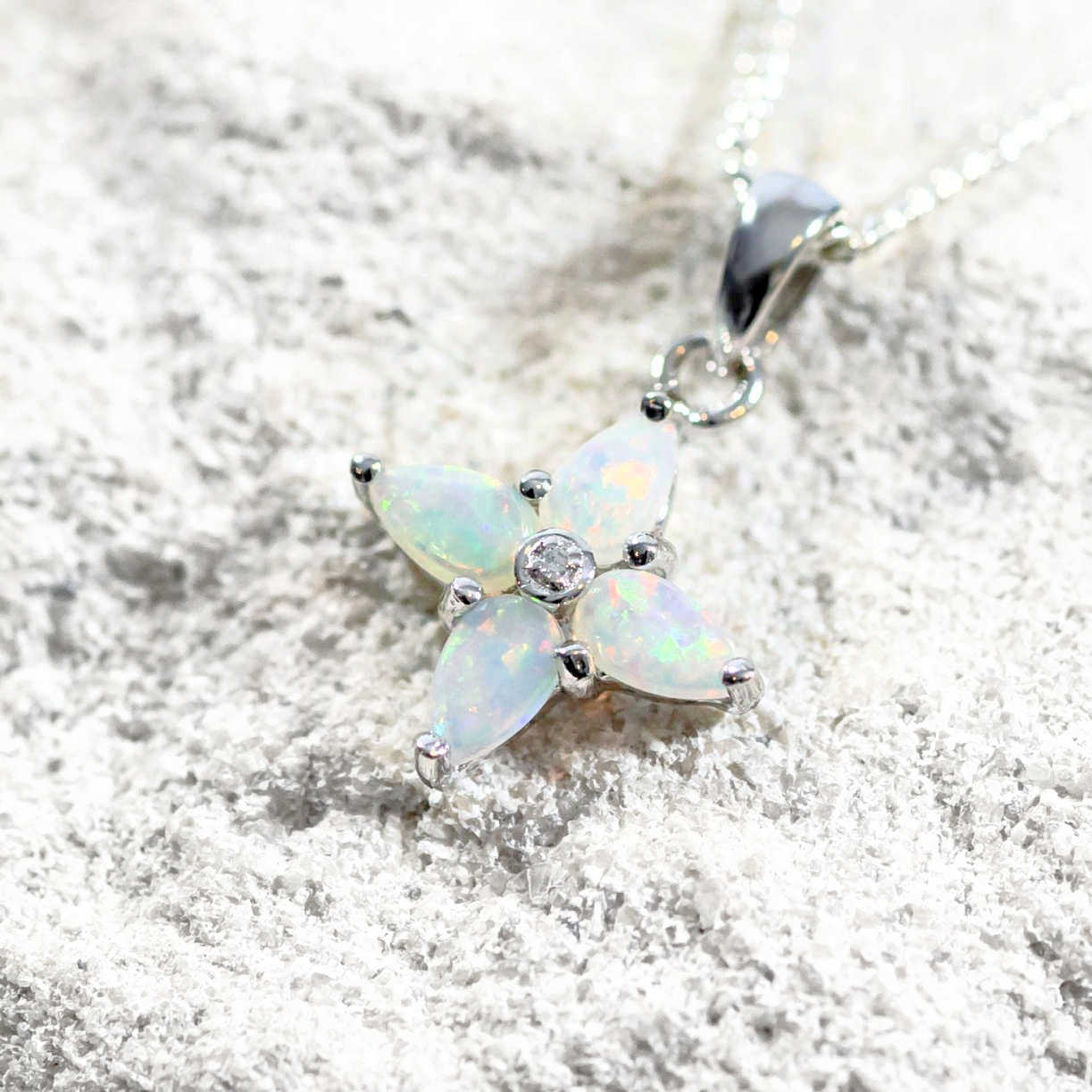 'Liko III' Crystal Opal Pendant Silver
