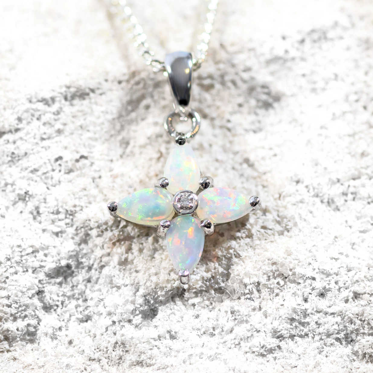 'Liko III' Crystal Opal Pendant Silver