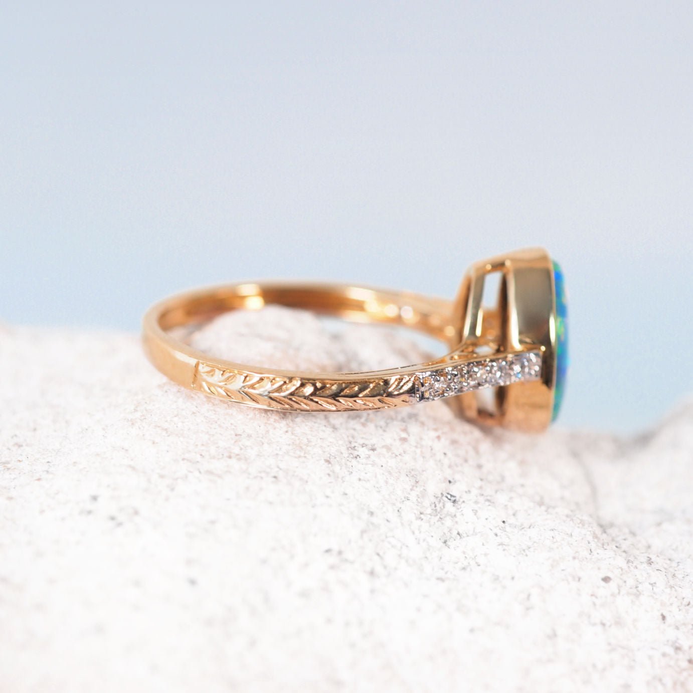 'Liora' Doublet Opal Ring 14ct Gold