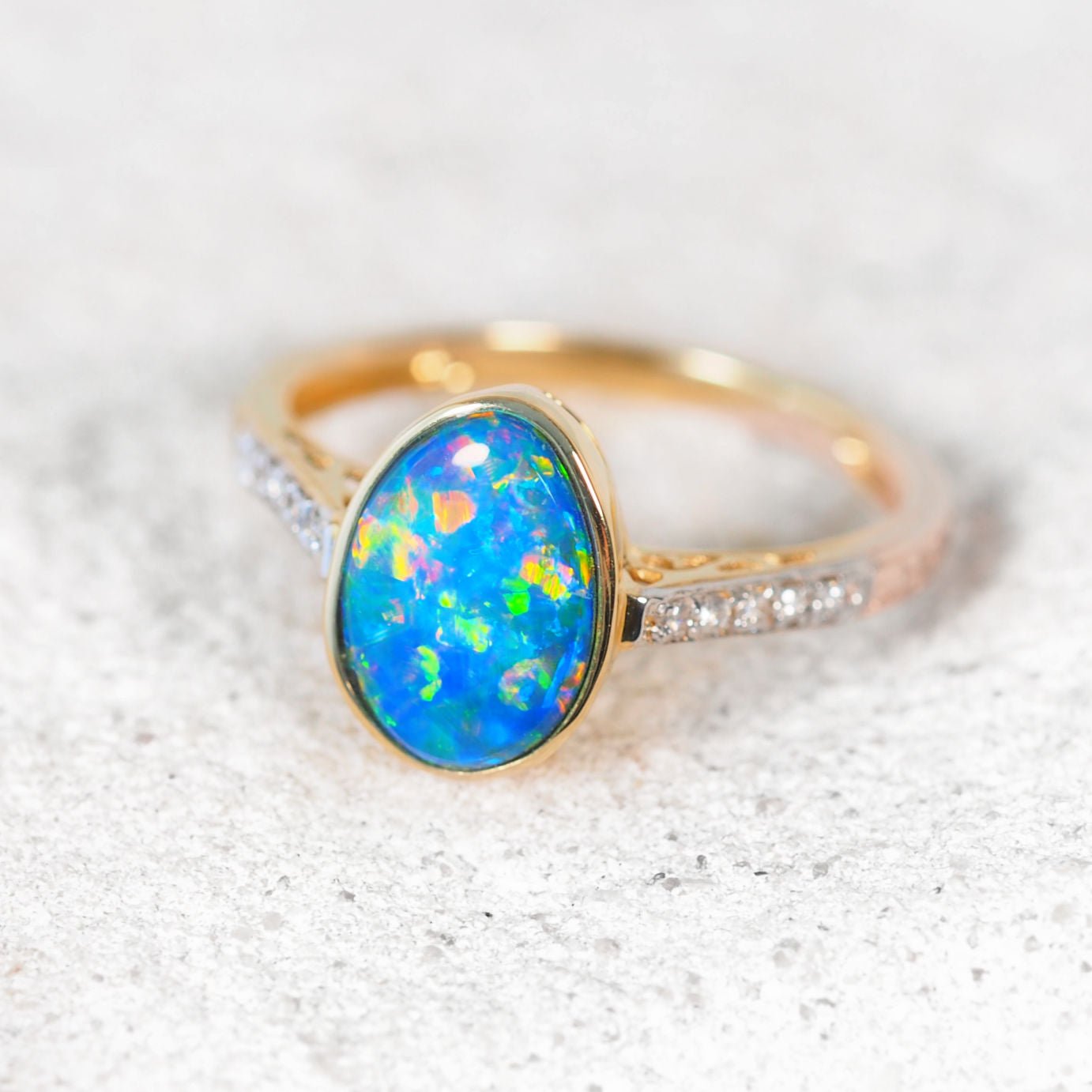 'Liora' Doublet Opal Ring 14ct Gold