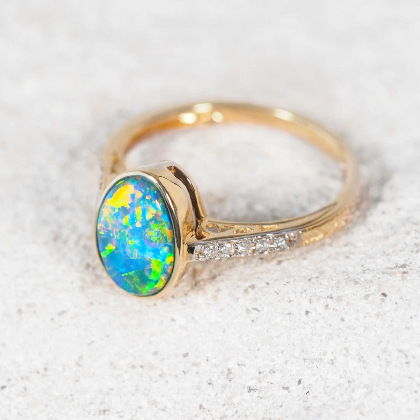 'Liora' Doublet Opal Ring 14ct Gold