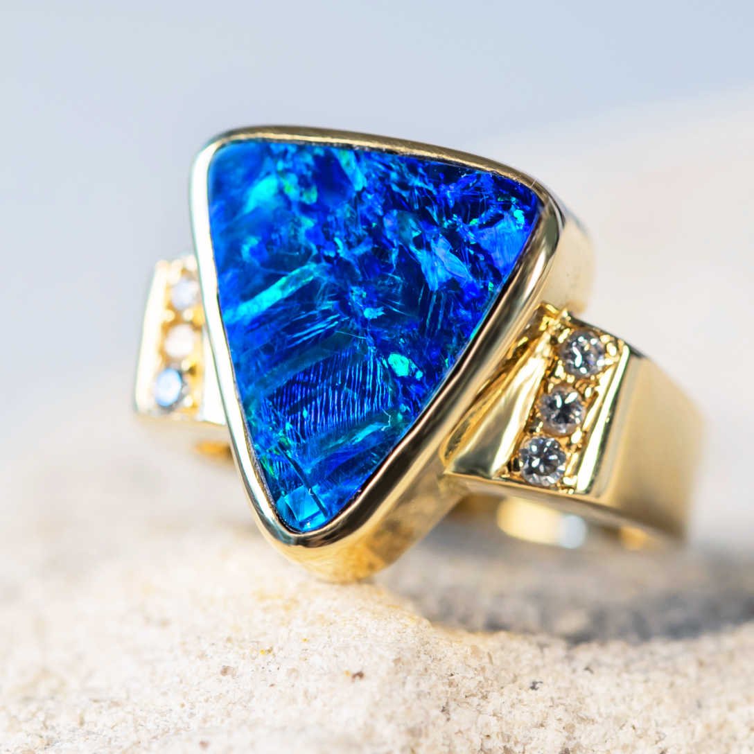 'Logan' Doublet Opal Ring 18ct Gold