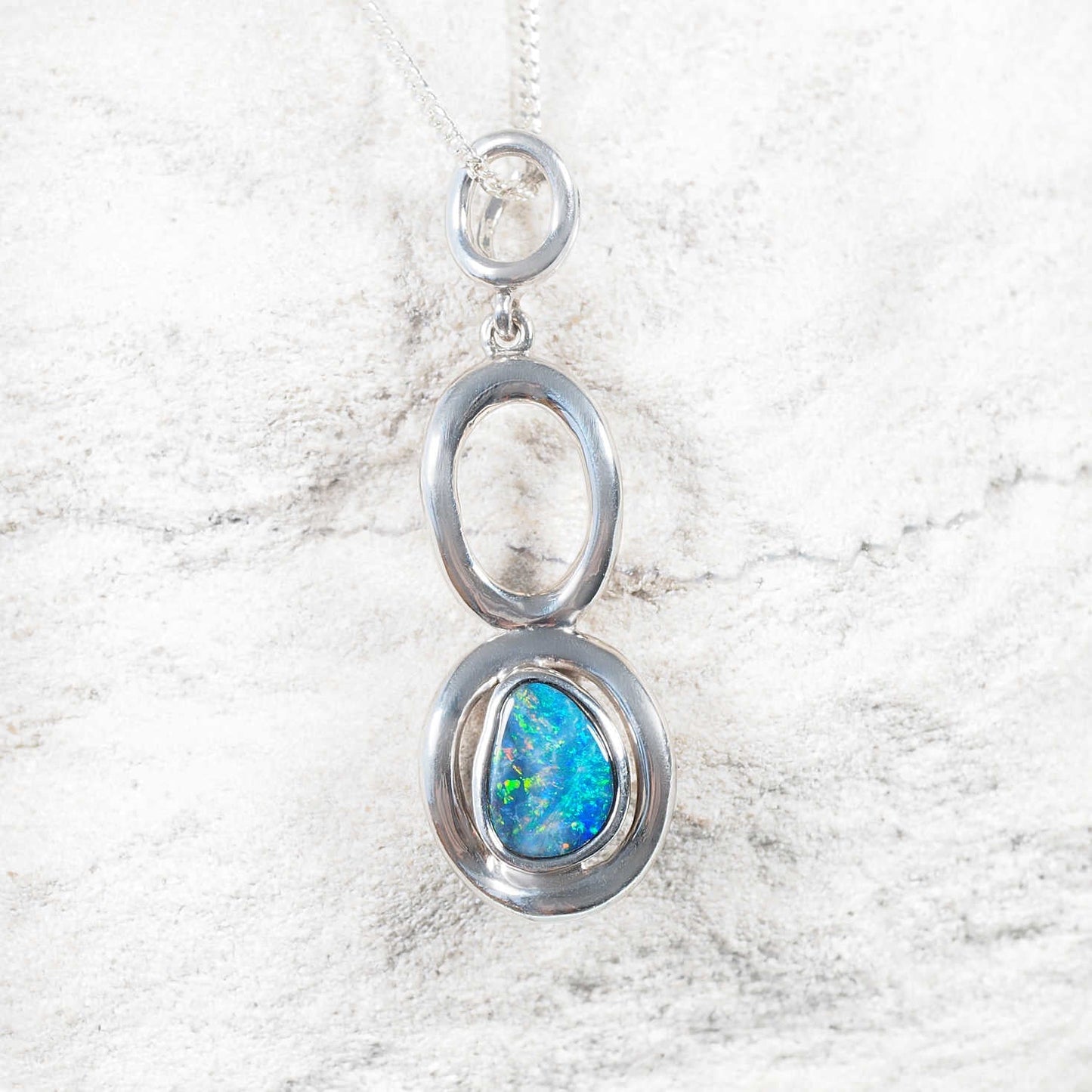 'Lolia' Doublet Opal Pendant Silver