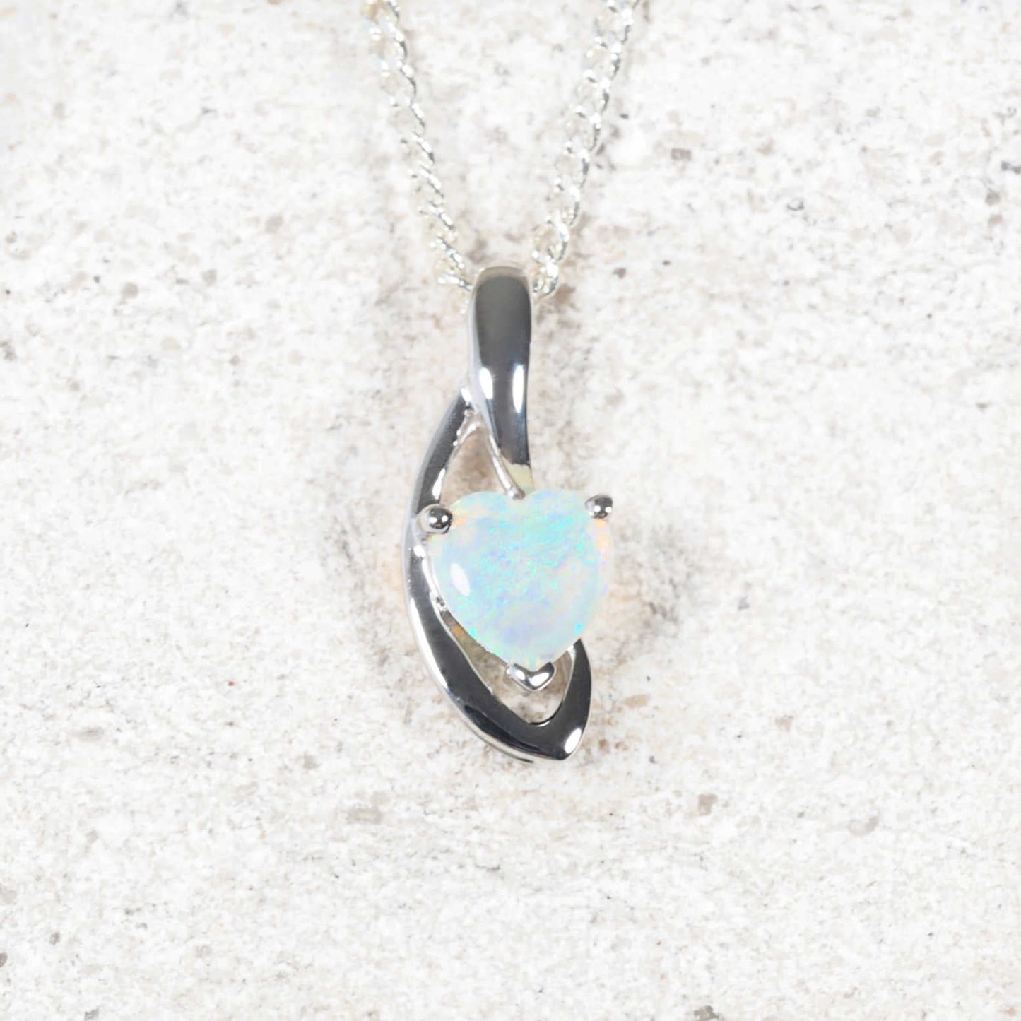 'Love Heart Green' Crystal Opal Pendant 9ct White Gold