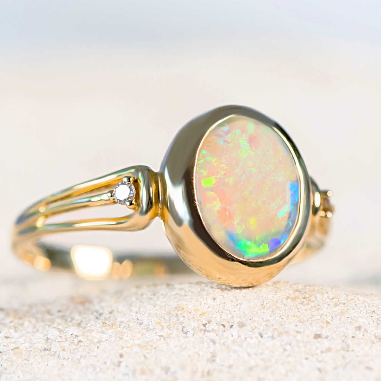 'Lucila' Crystal Opal Ring 14ct Gold