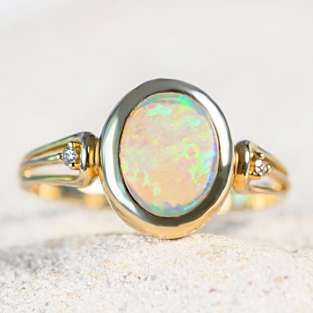 'Lucila' Crystal Opal Ring 14ct Gold