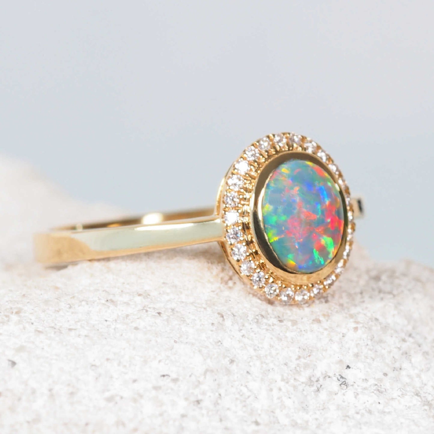'Mairi' Black Opal Ring 18ct Gold