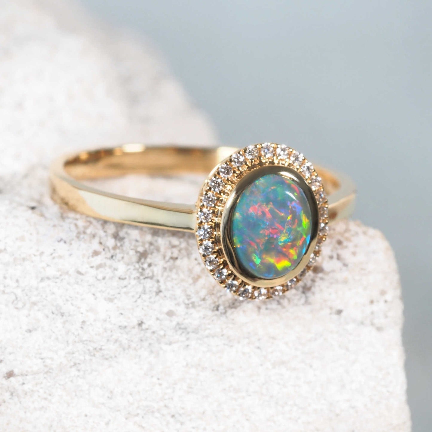 'Mairi' Black Opal Ring 18ct Gold