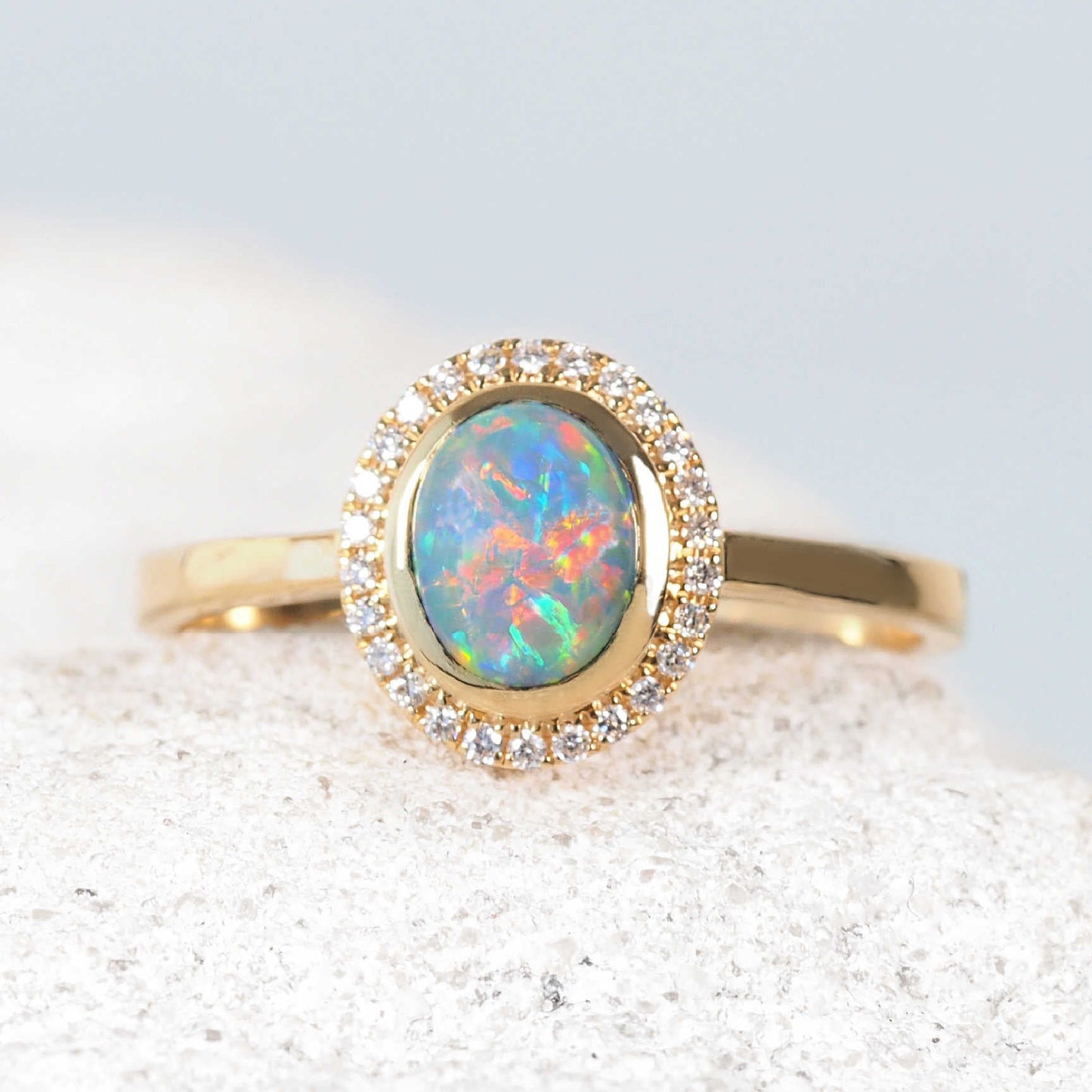 'Mairi' Black Opal Ring 18ct Gold
