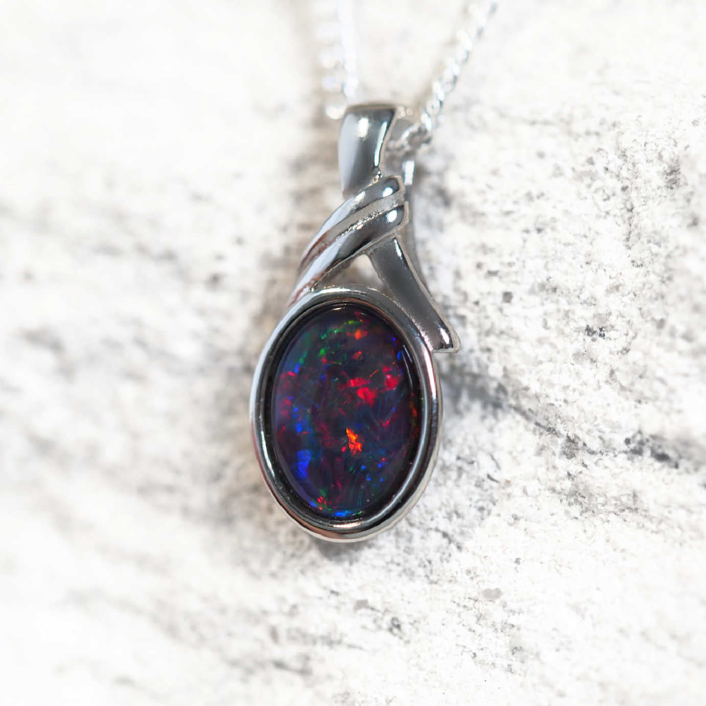 'Malia' Triplet Opal Pendant Silver