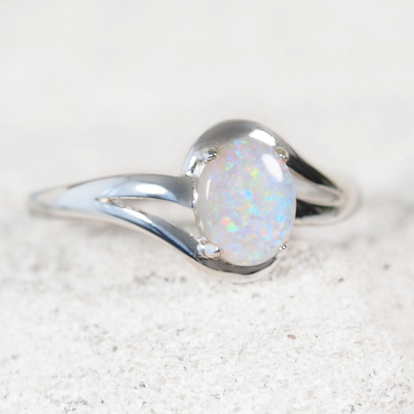 'Margaux' Solid Opal Ring Silver