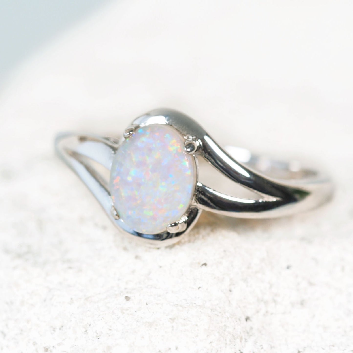 'Margaux' Solid Opal Ring Silver