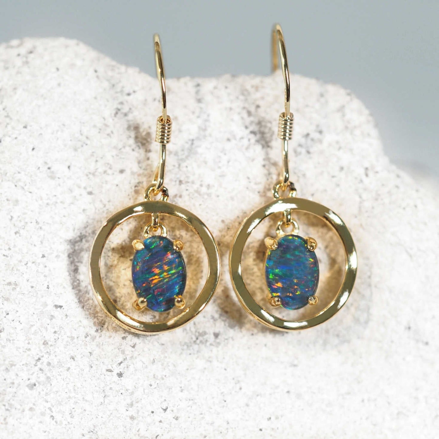 'Mele' Triplet Opal Earrings Gold Plated Silver