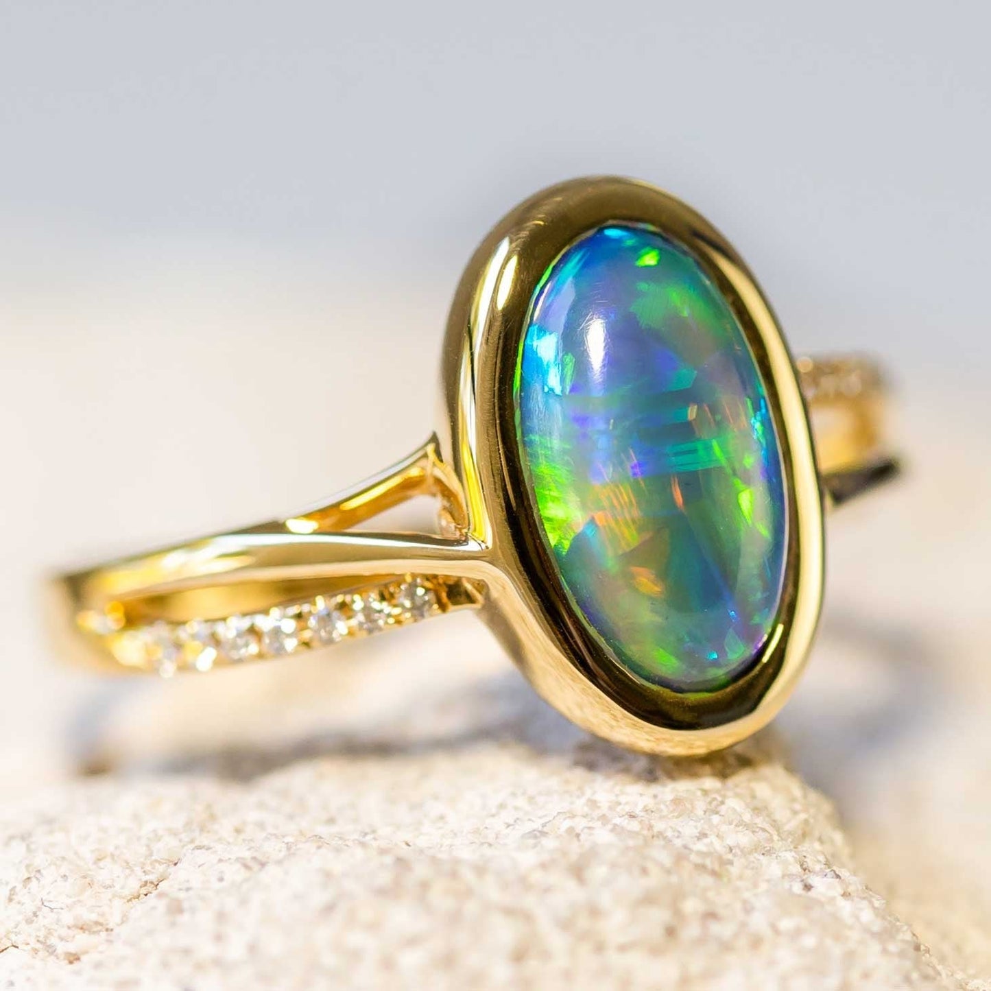 'Melia' Crystal Opal Ring 18ct Gold