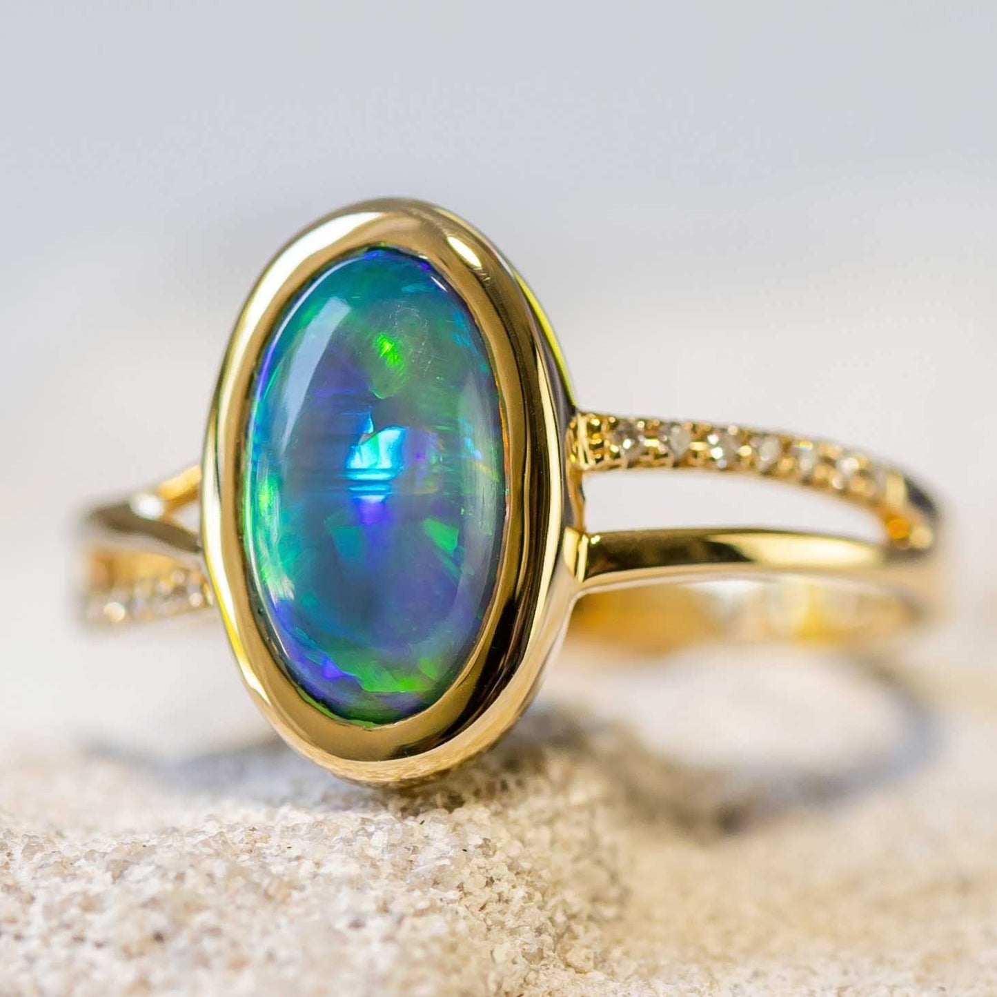 'Melia' Crystal Opal Ring 18ct Gold