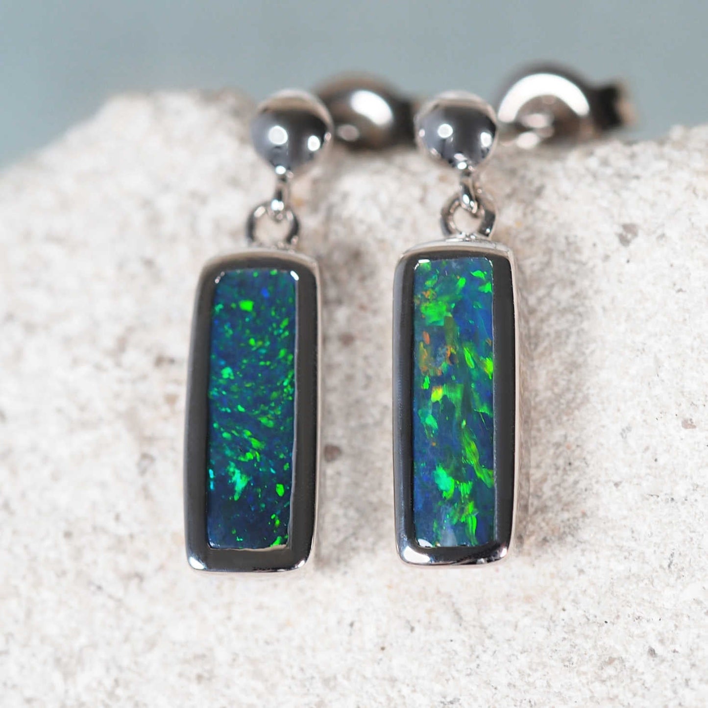 'Meliana' Black Opal Earrings 14ct Gold