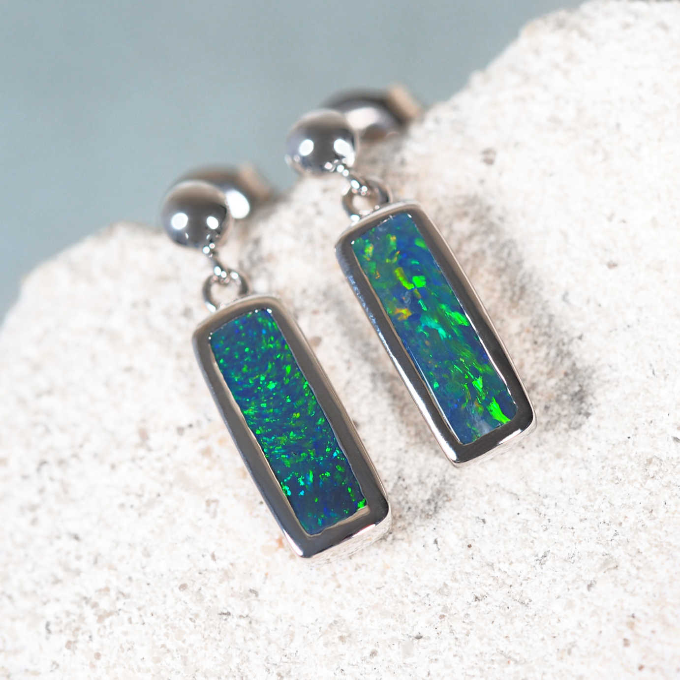 'Meliana' Black Opal Earrings 14ct Gold
