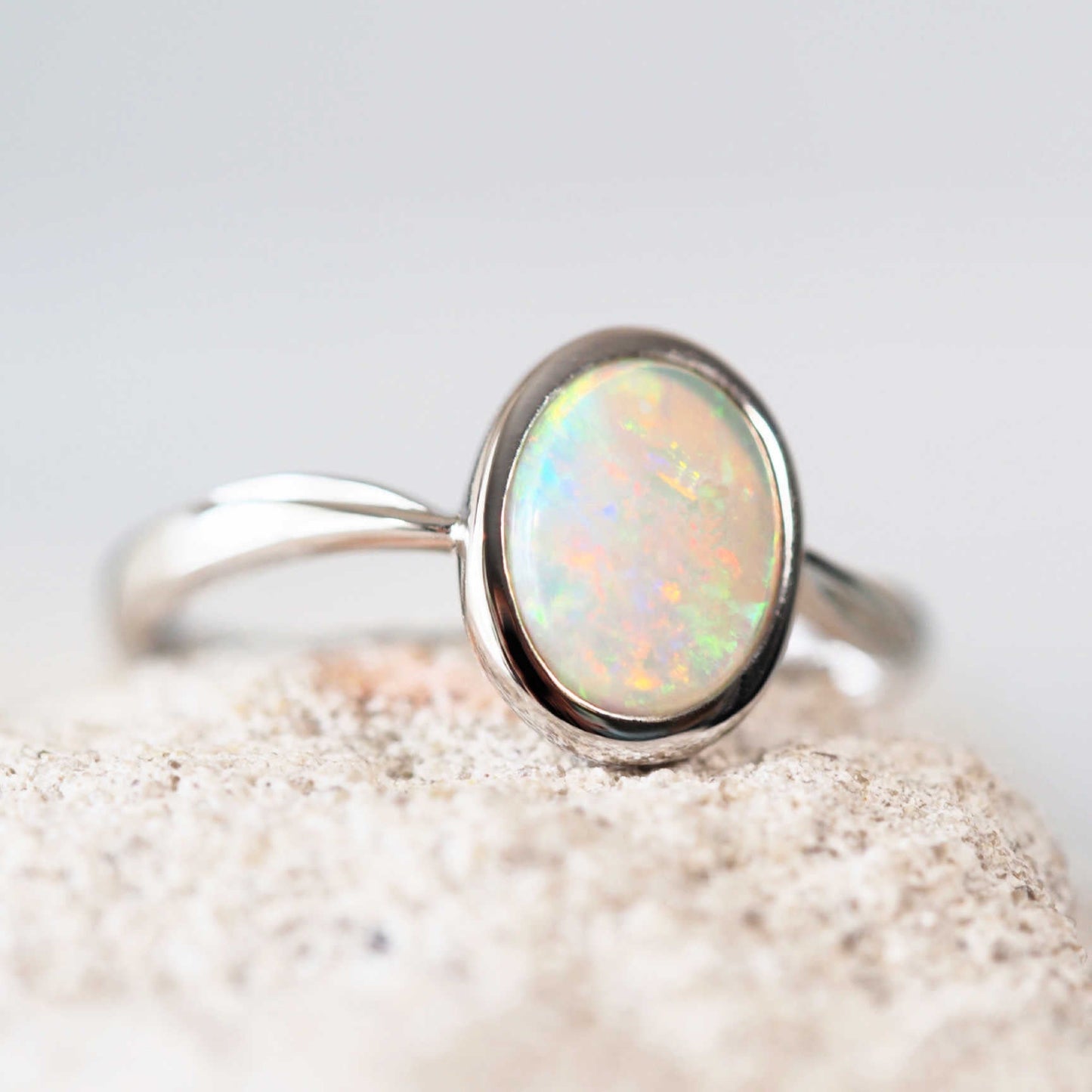 'Miya' Crystal Opal Ring 18ct White Gold