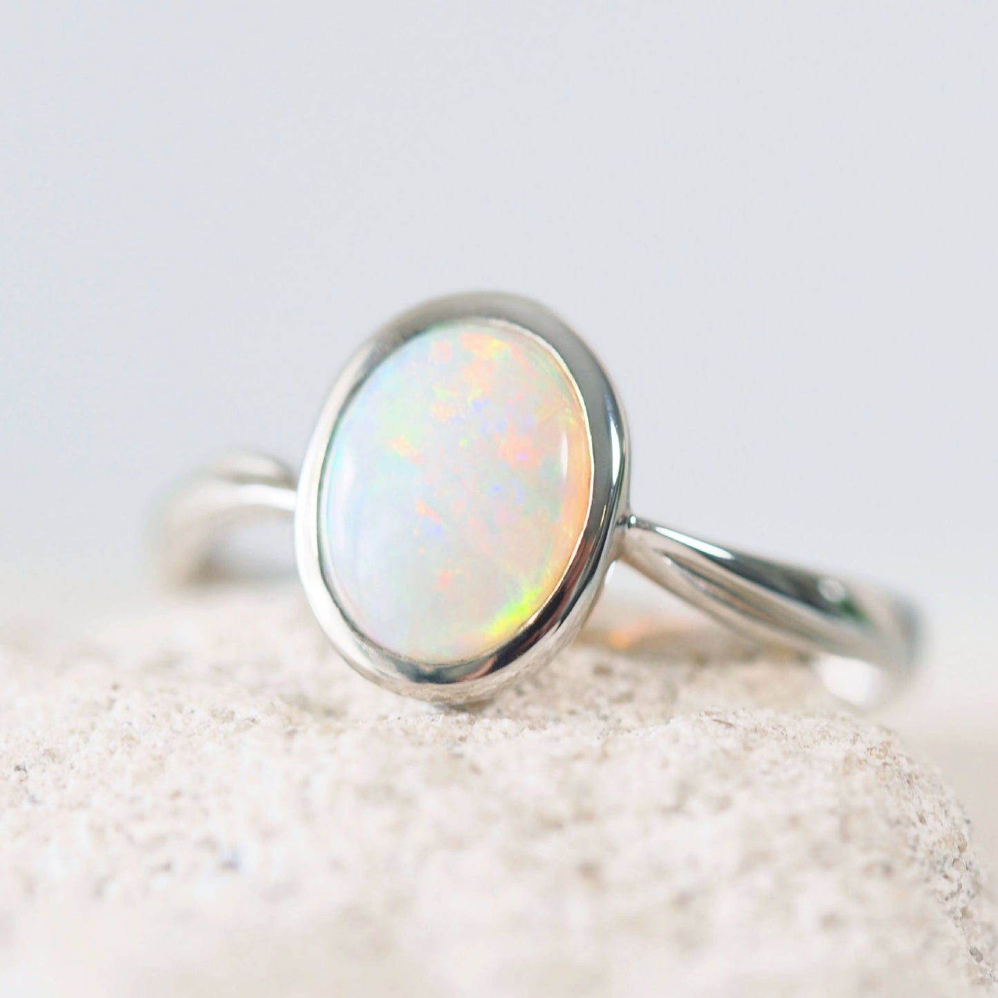 'Miya' Crystal Opal Ring 18ct White Gold