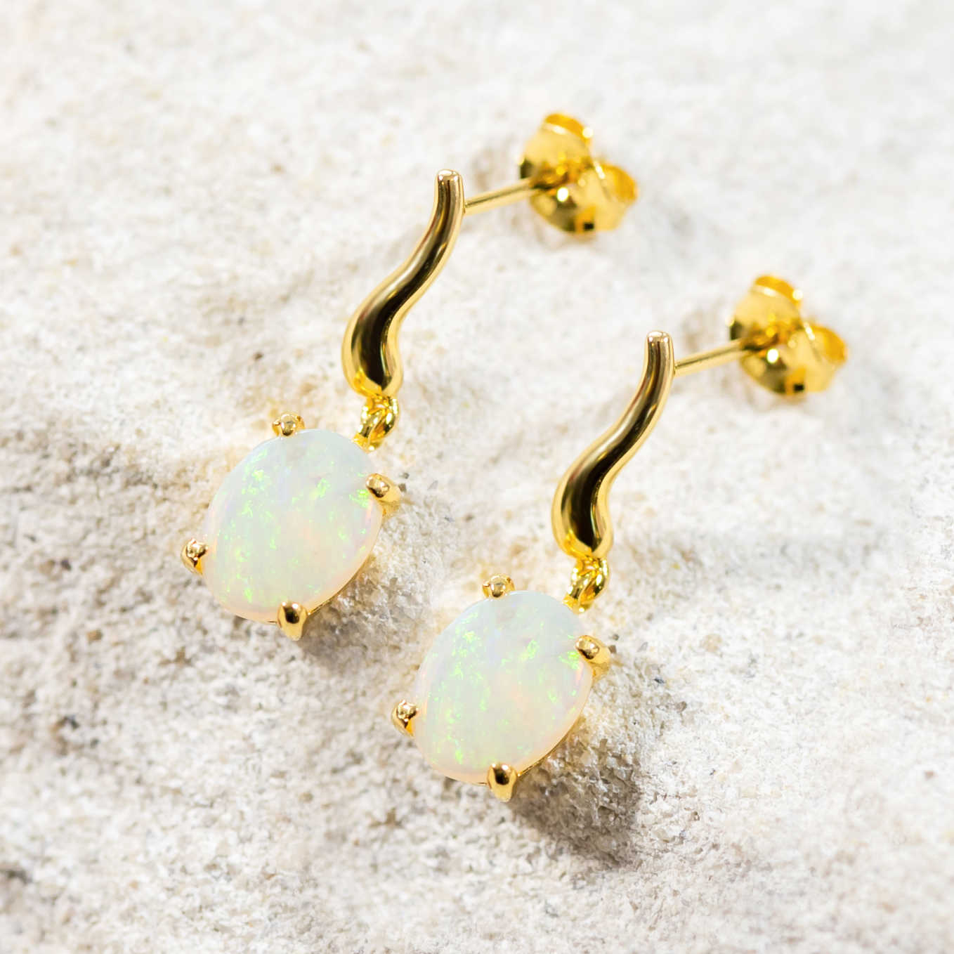 'Nayeli' Crystal Opal Earrings Gold Plated Silver
