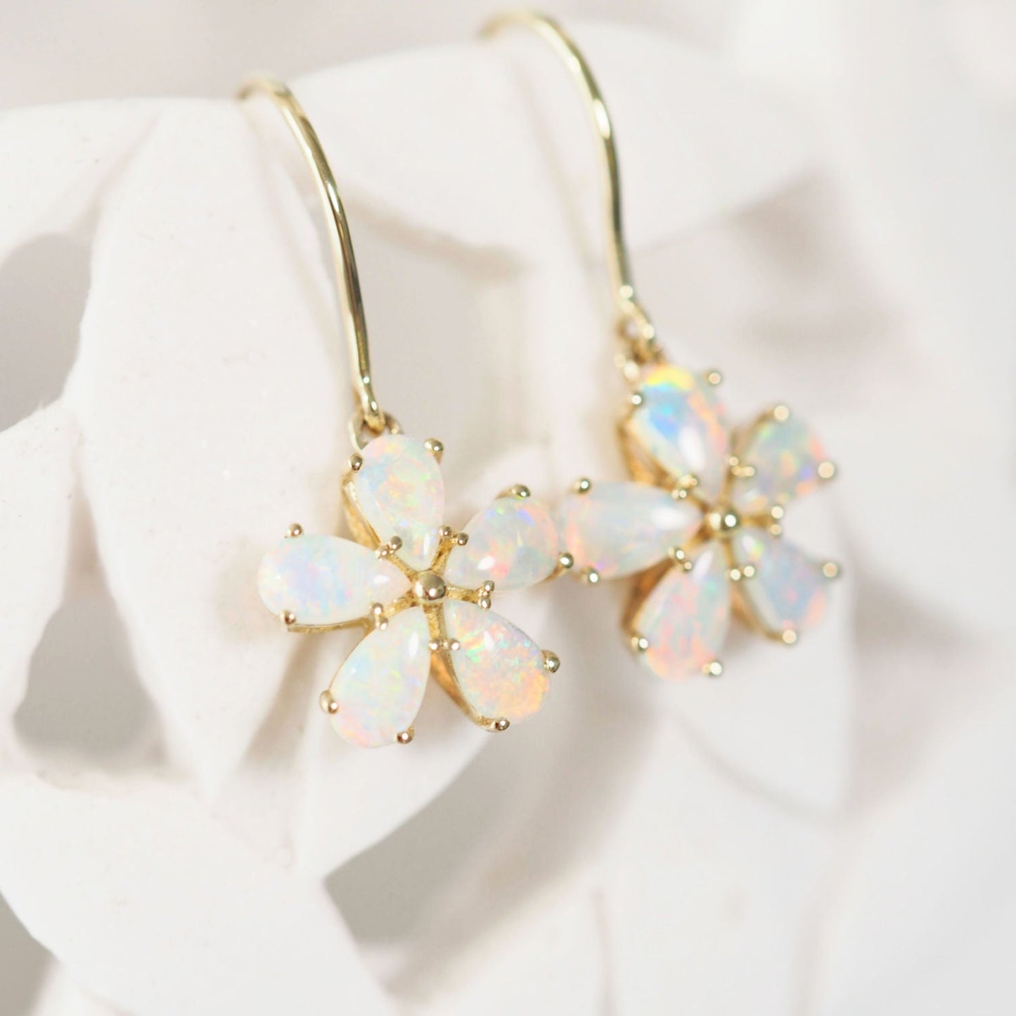 'Neisha' Crystal Opal Earrings 14ct Gold