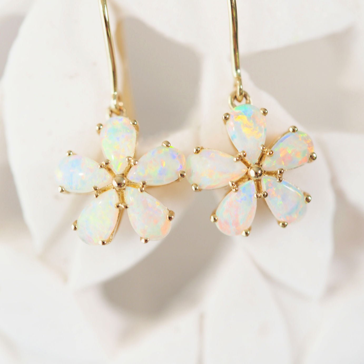 'Neisha' Crystal Opal Earrings 14ct Gold