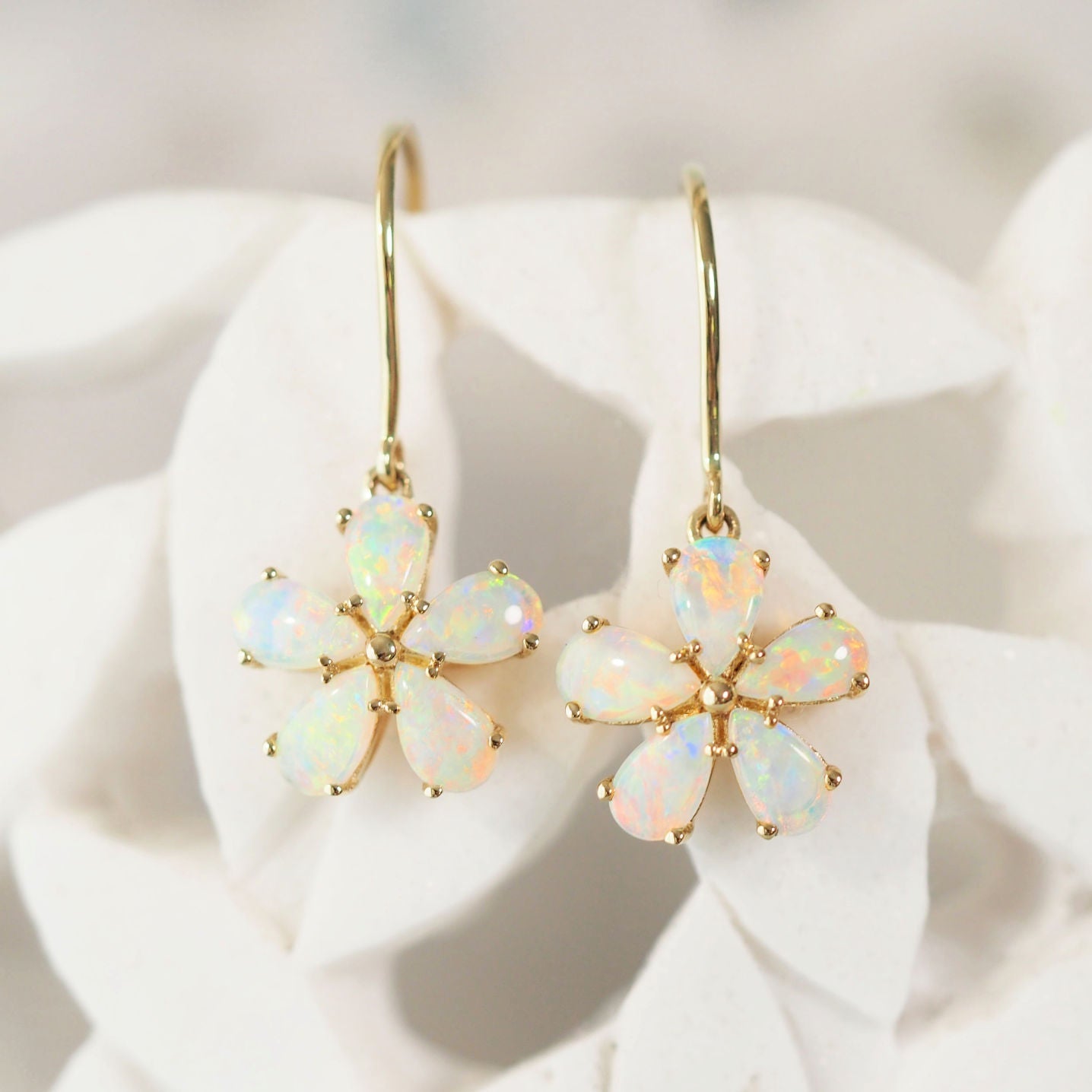 'Neisha' Crystal Opal Earrings 14ct Gold
