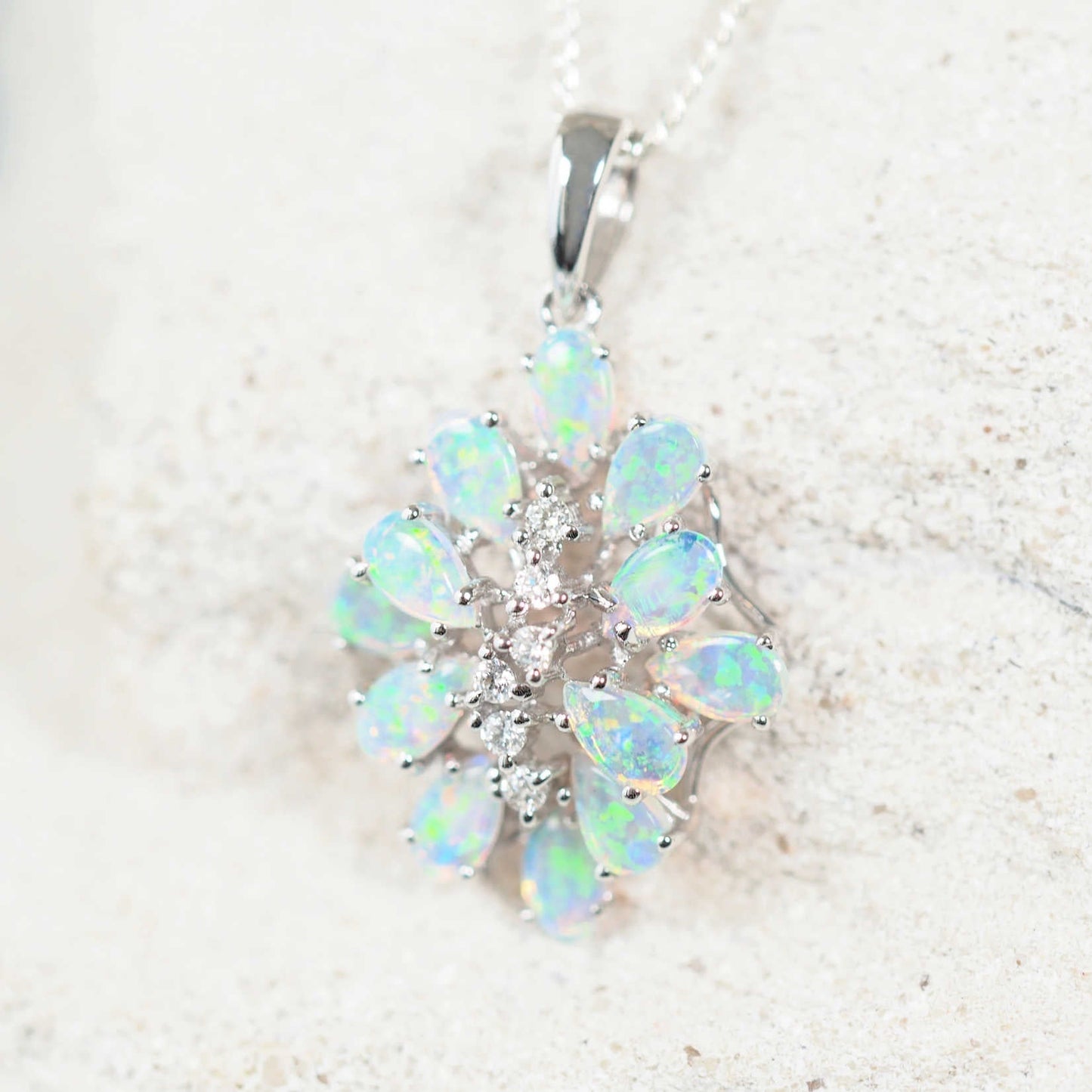 'Nerida' Crystal Opal Pendant 18ct White Gold