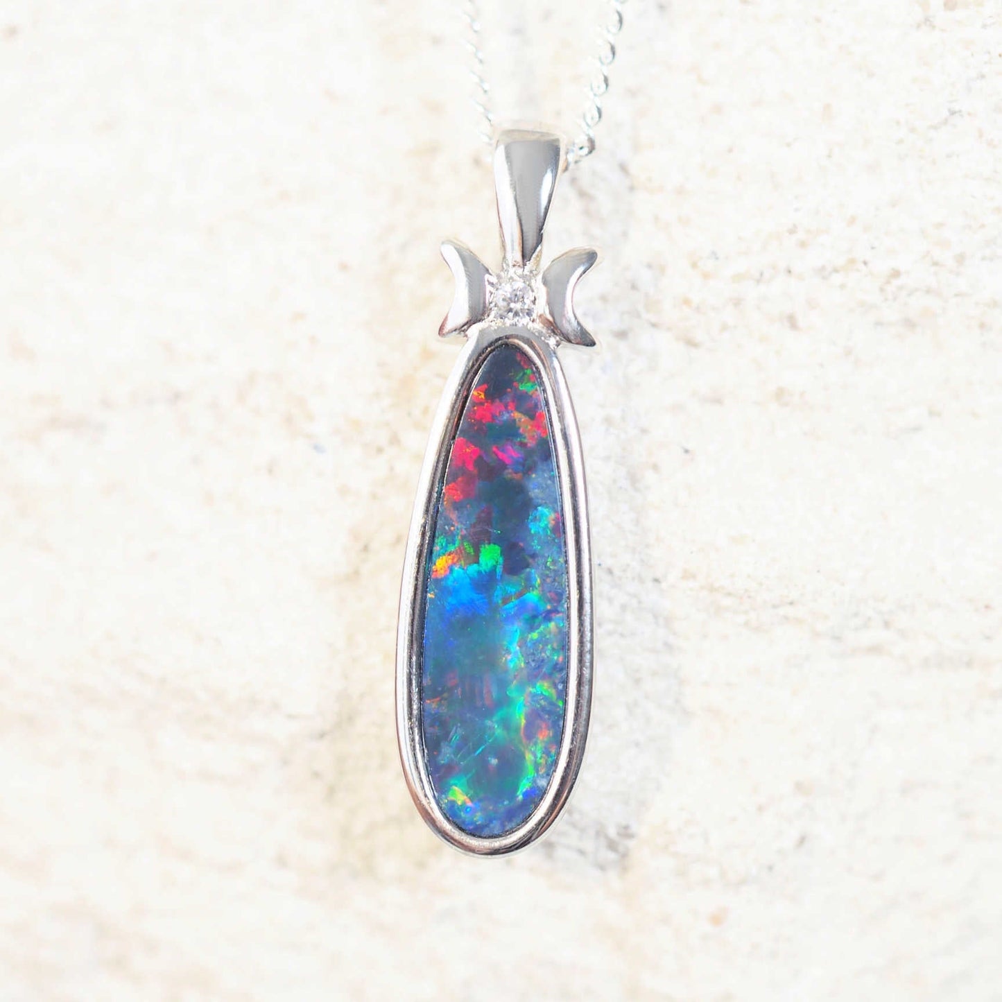 'Ophelia' Doublet Opal Pendant Silver