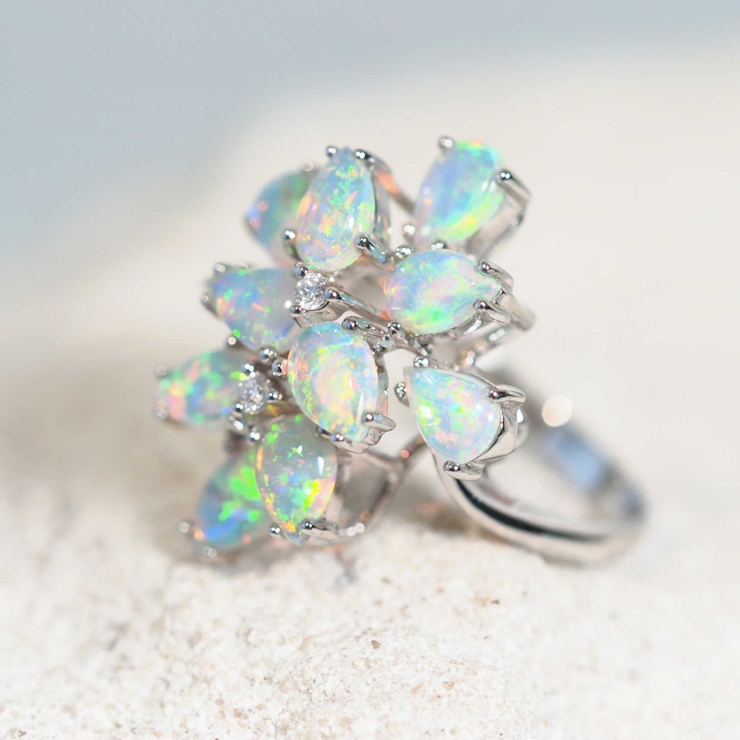 'Pamilla' Crystal Opal Ring 18ct White Gold
