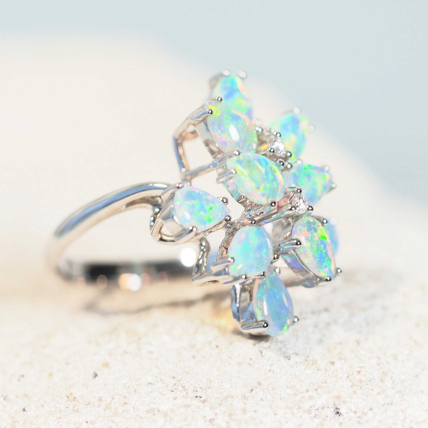 'Pamilla' Crystal Opal Ring 18ct White Gold