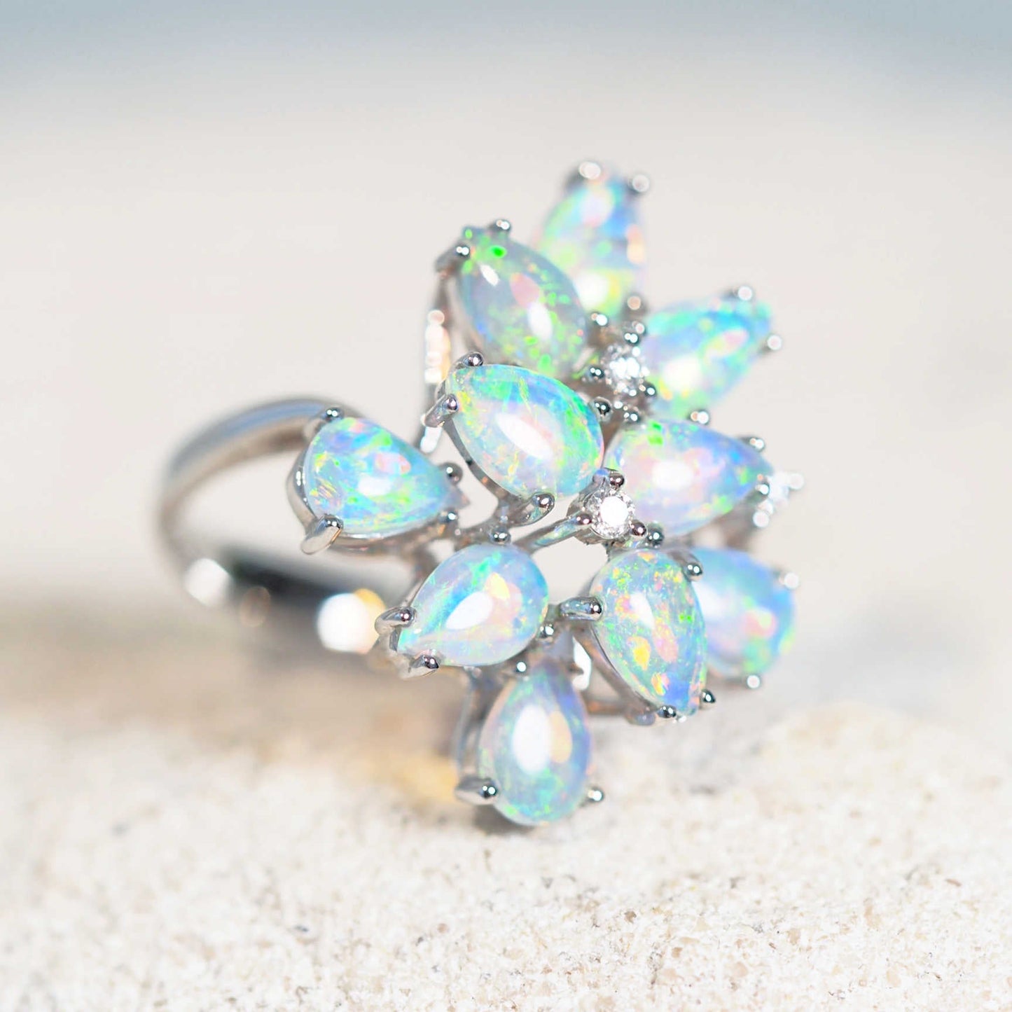 'Pamilla' Crystal Opal Ring 18ct White Gold