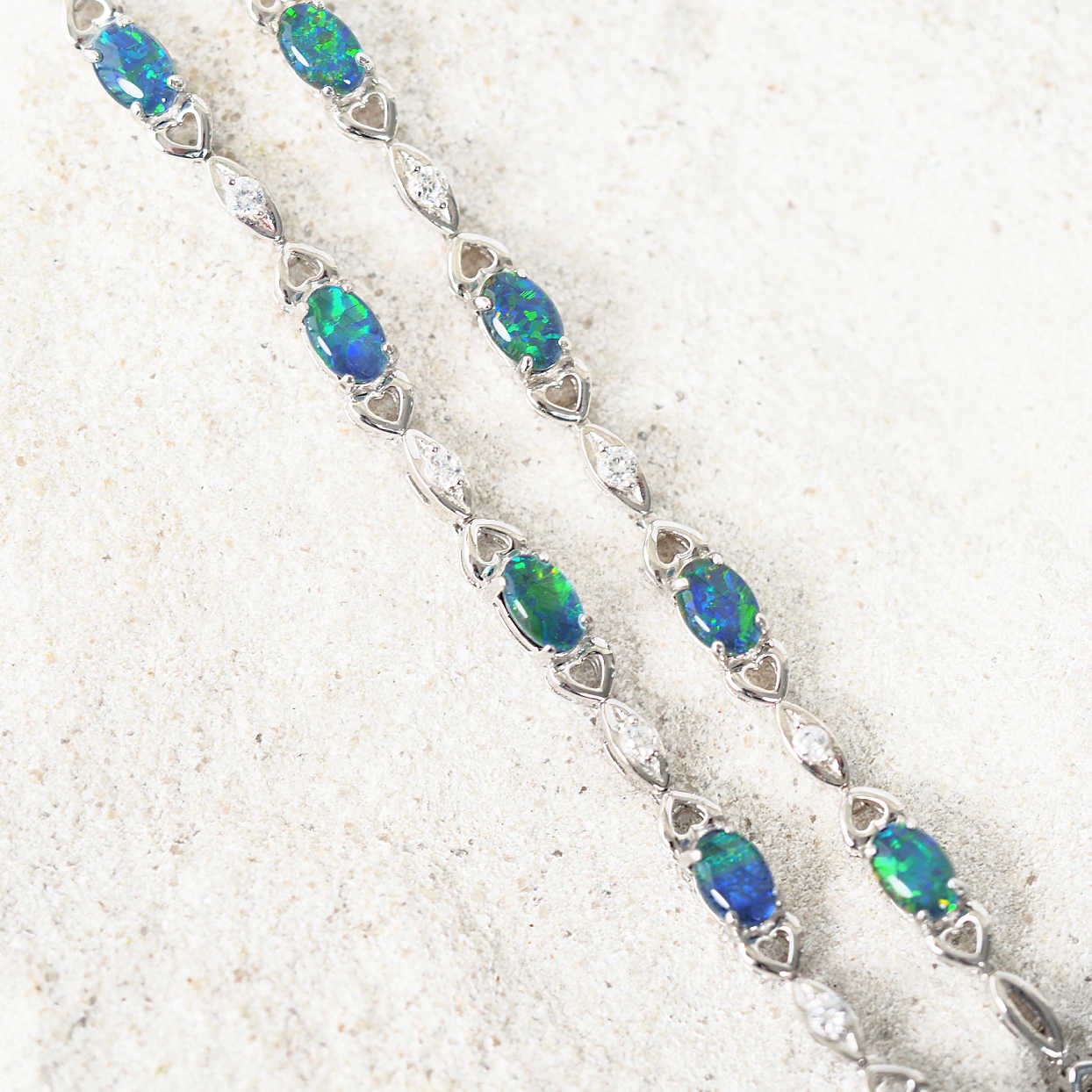 'Passion Blue' Triplet Opal Bracelet Silver